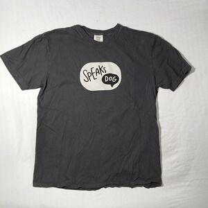 Comfort Colors T-Shirt Mens Large Gray Speaks Dog Graphic Heavyweight Cotton